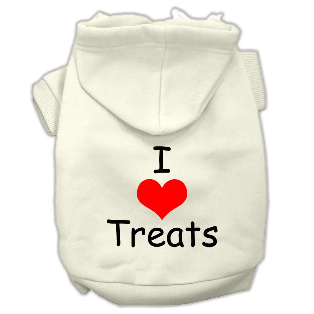 I Love Treats Screen Print Pet Hoodies Cream Size Xl Default Title