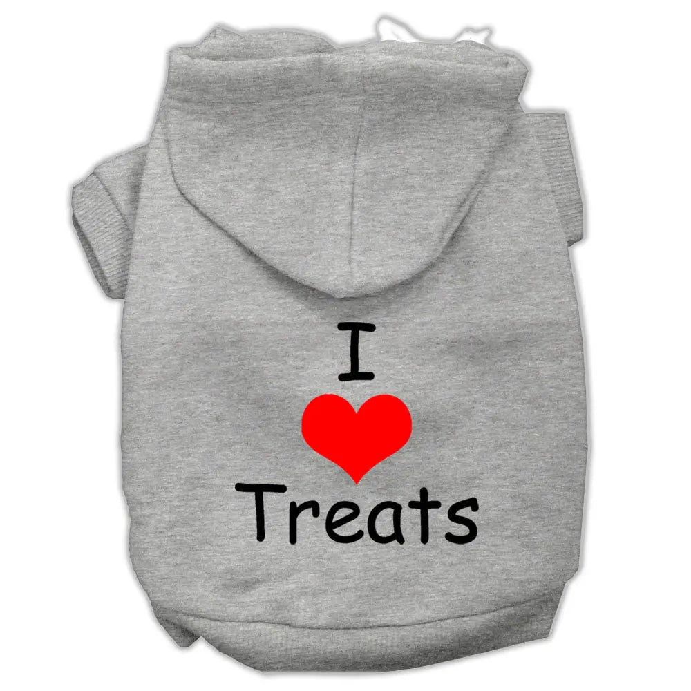 I Love Treats Screen Print Pet Hoodies Grey Size Xl Default Title