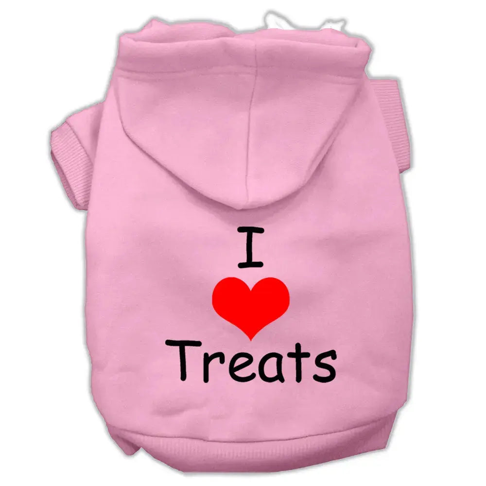 I Love Treats Screen Print Pet Hoodies Pink Size Lg Default Title