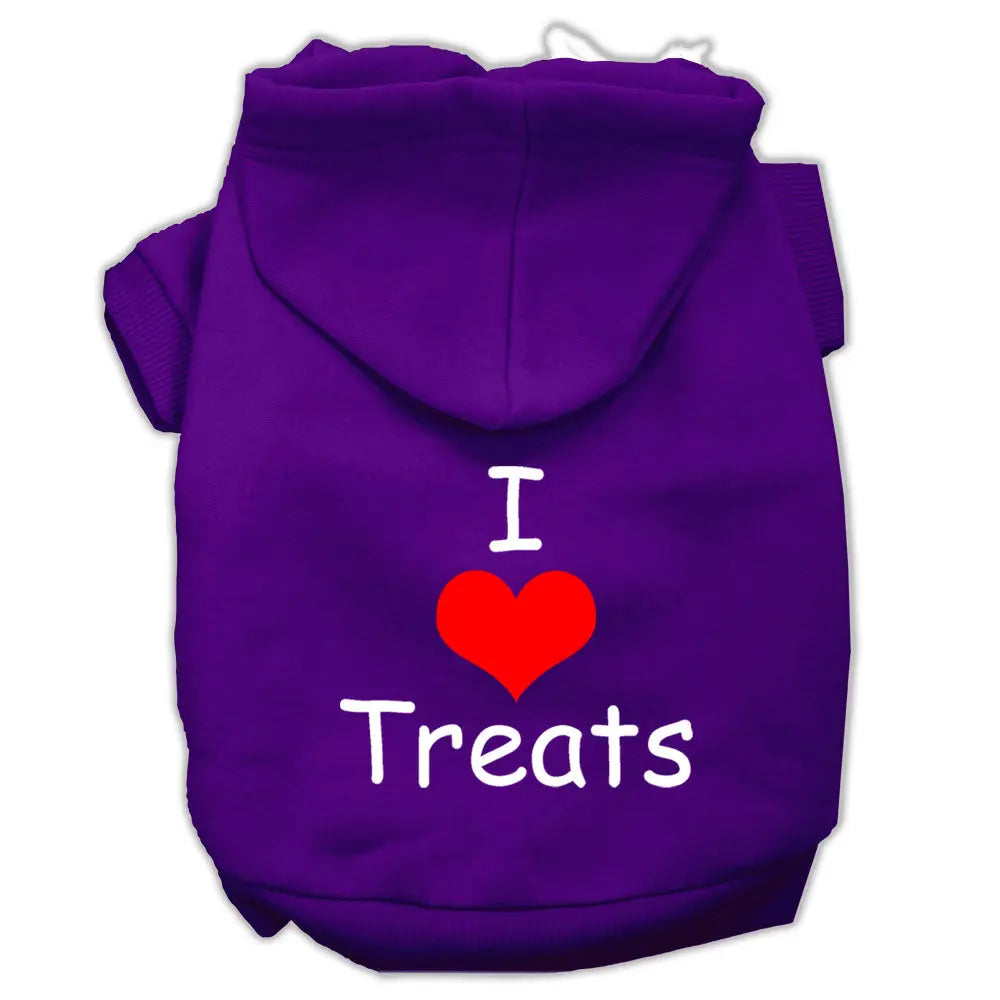 I Love Treats Screen Print Pet Hoodies Purple Size Xs Default Title