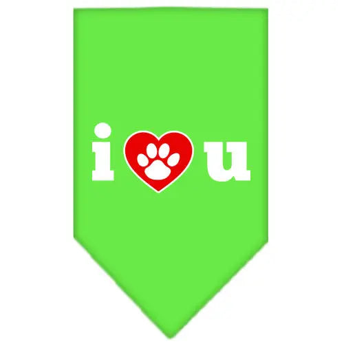 I Love U Screen Print Bandana Lime Green Small Default Title