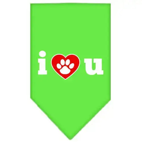 I-Love-U-Screen-Print-Bandana-Lime-Green-Small-GreatEagleInc-318596987