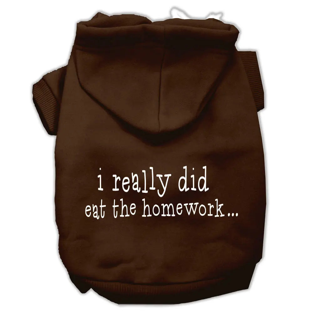 I Really Did Eat The Homework Screen Print Pet Hoodies Brown Size Xs Default Title