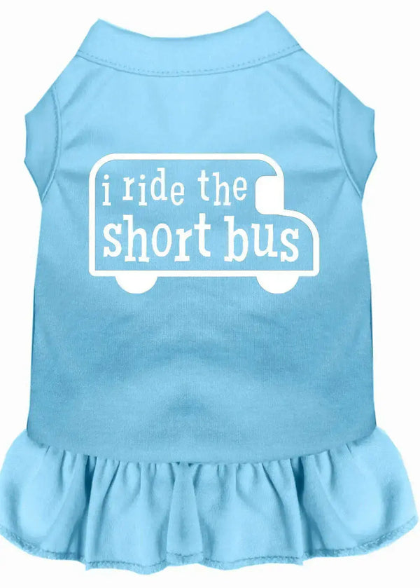 I-Ride-The-Short-Bus-Screen-Print-Dress-Baby-Blue-Med-GreatEagleInc-333866938