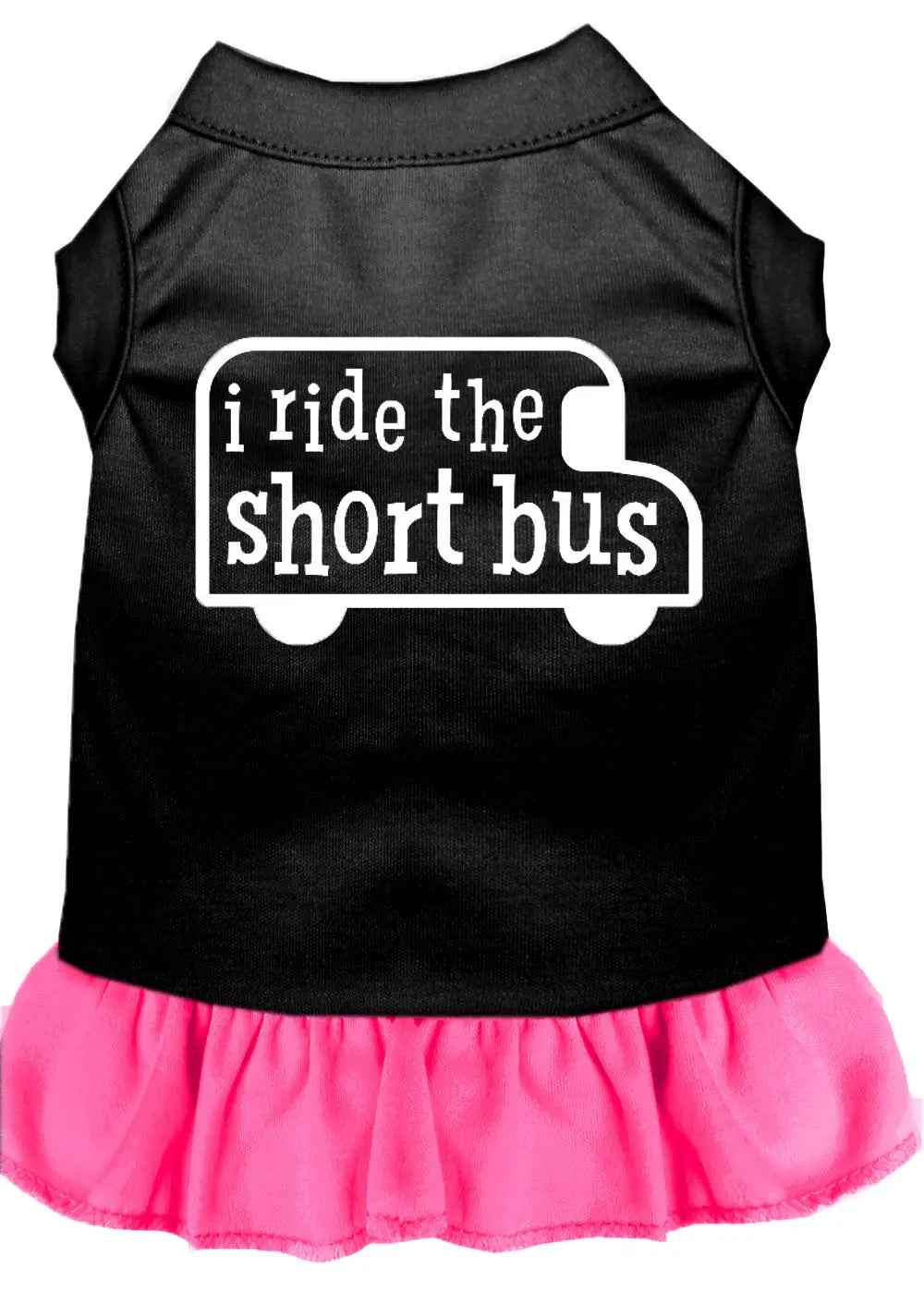 I Ride The Short Bus Screen Print Dress Black With Bright Pink Xl Default Title