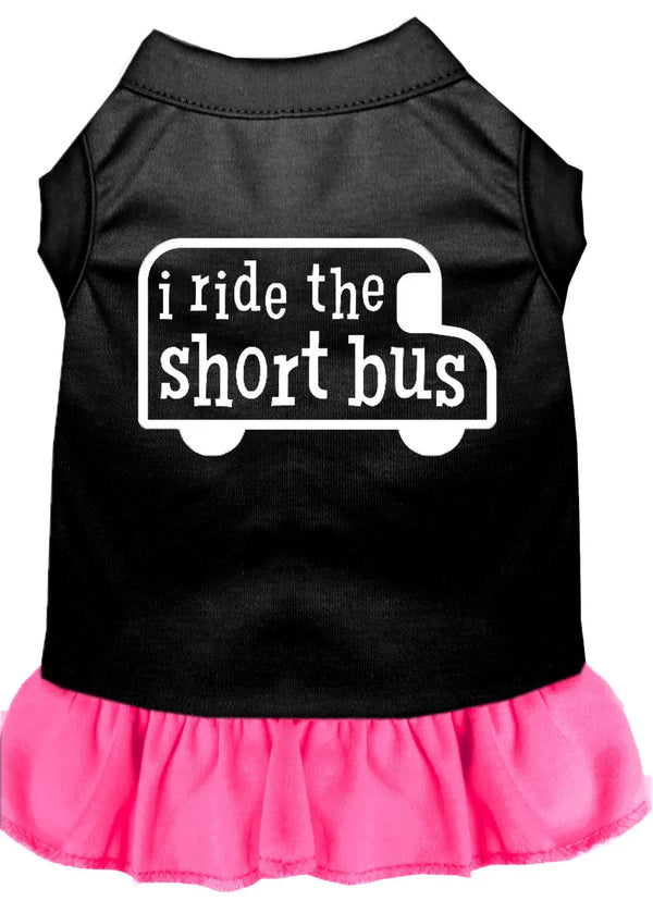 I Ride The Short Bus Screen Print Dress Black With Bright Pink Xl Default Title