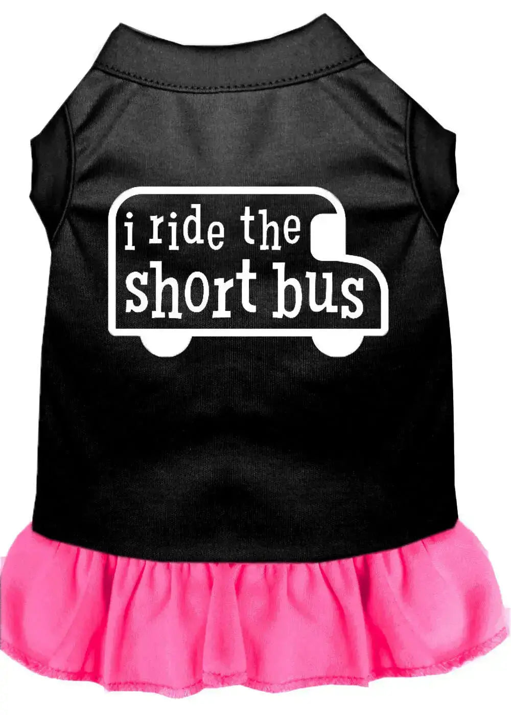 I-Ride-The-Short-Bus-Screen-Print-Dress-Black-With-Bright-Pink-Xl-GreatEagleInc-320093780