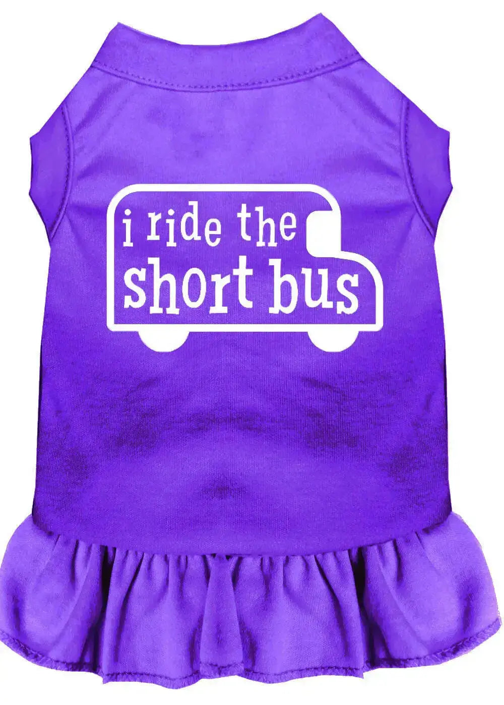I-Ride-The-Short-Bus-Screen-Print-Dress-Purple-Sm-GreatEagleInc-318739893