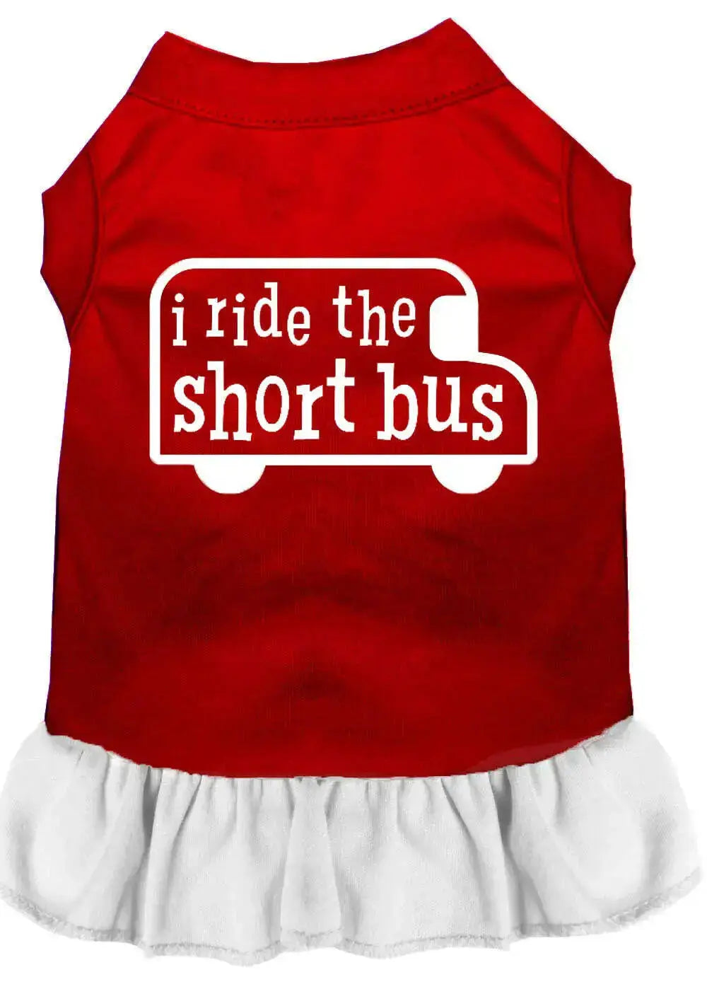 I-Ride-The-Short-Bus-Screen-Print-Dress-Red-With-White-Xl-GreatEagleInc-320204730
