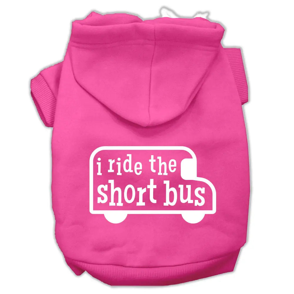 I Ride The Short Bus Screen Print Pet Hoodies Bright Pink Size S Default Title