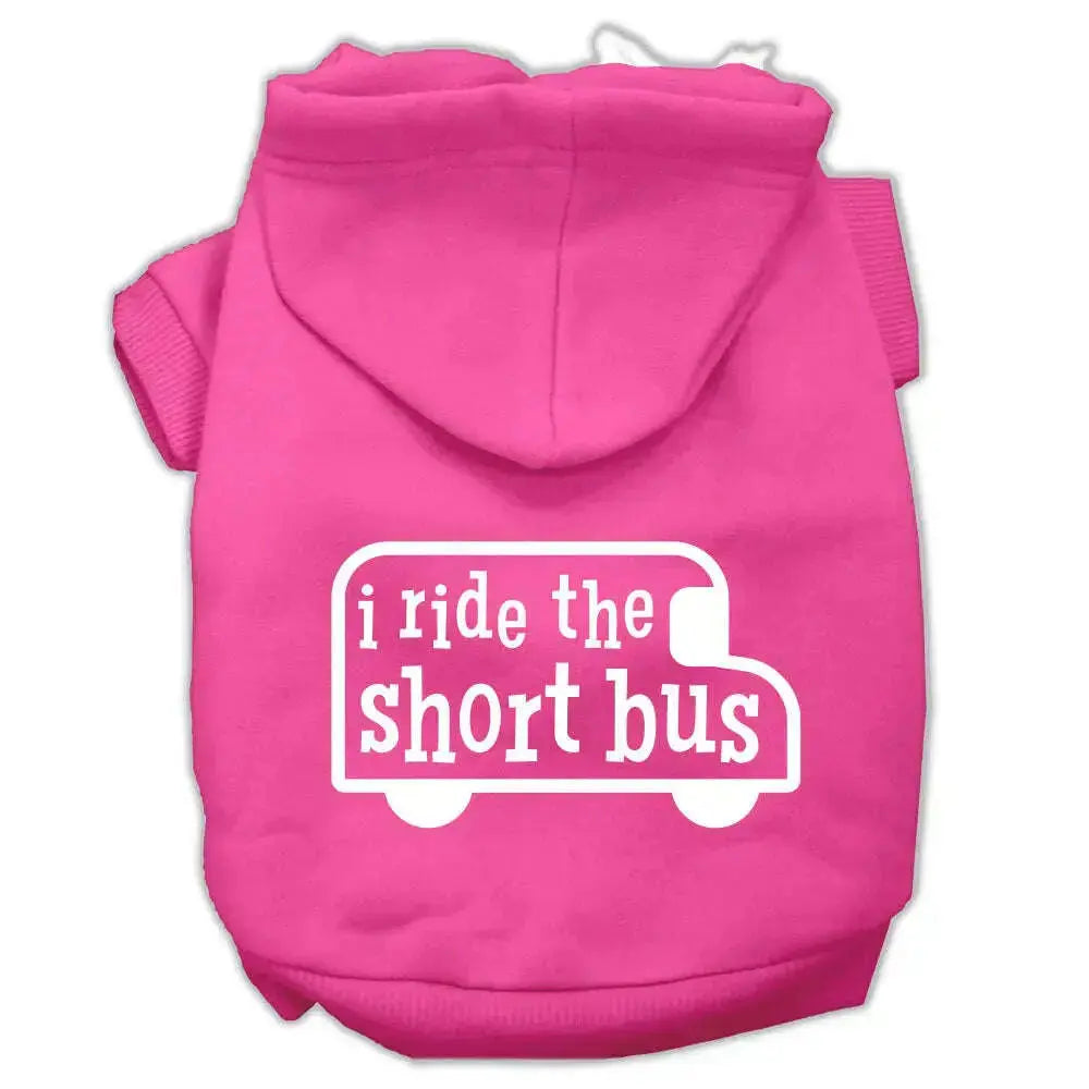 I-Ride-The-Short-Bus-Screen-Print-Pet-Hoodies-Bright-Pink-Size-Xl-GreatEagleInc-319845319