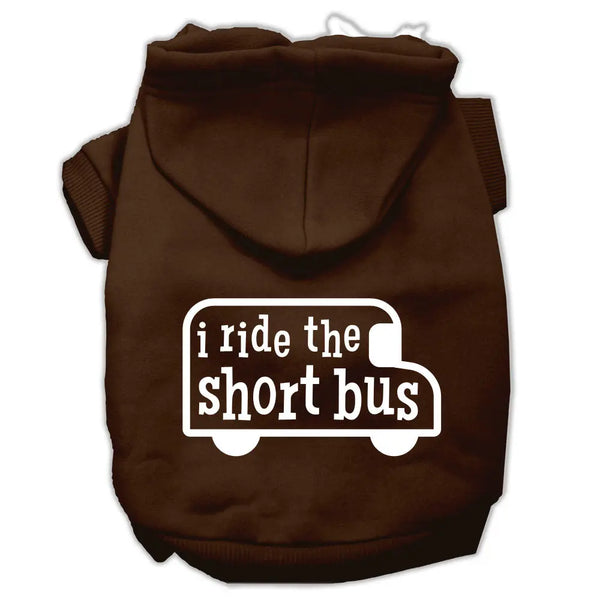 I Ride The Short Bus Screen Print Pet Hoodies Brown Size S Default Title