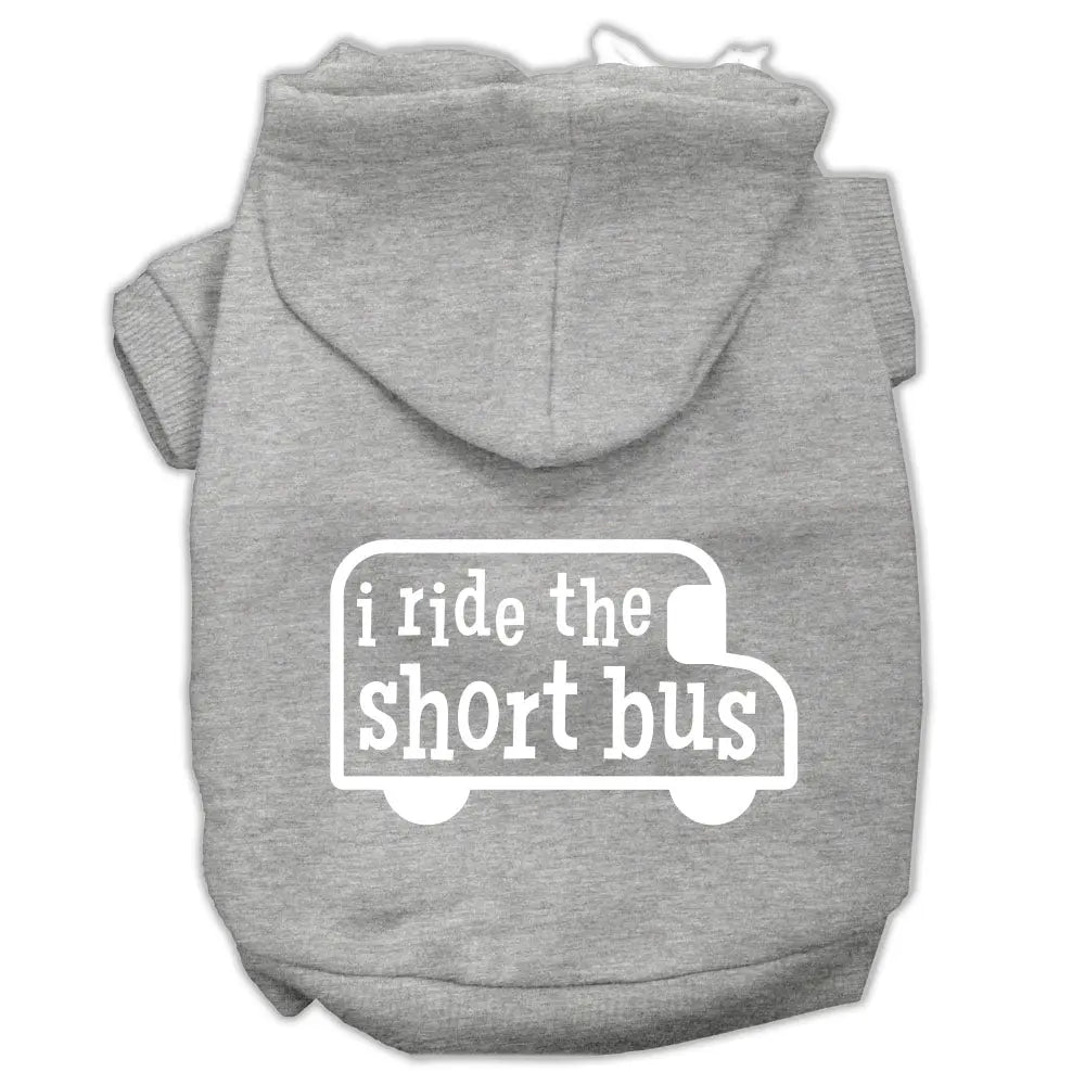 I Ride The Short Bus Screen Print Pet Hoodies Grey Size M Default Title