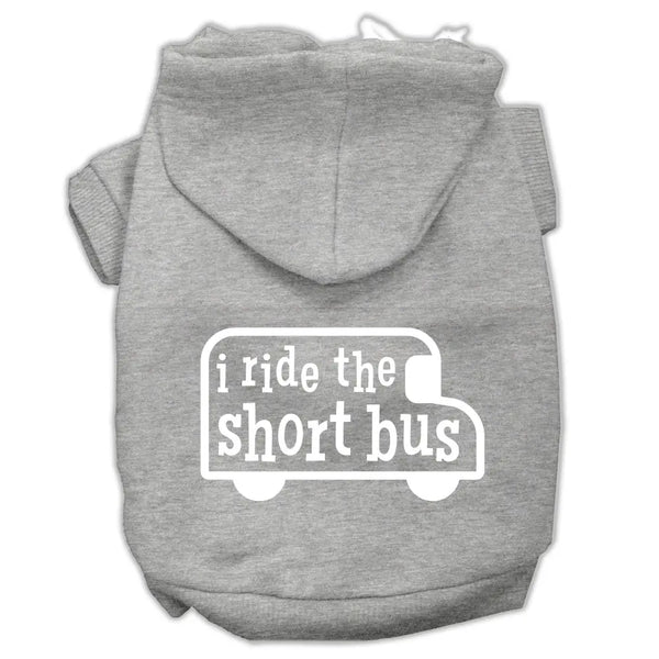 I Ride The Short Bus Screen Print Pet Hoodies Grey Size S Default Title