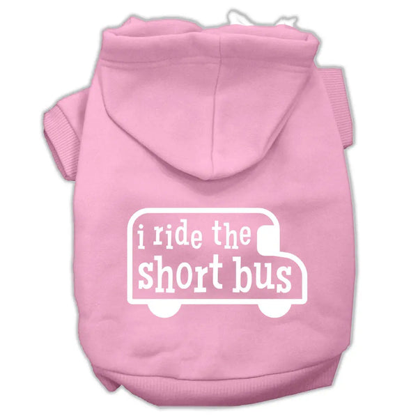 I Ride The Short Bus Screen Print Pet Hoodies Light Pink Size S Default Title