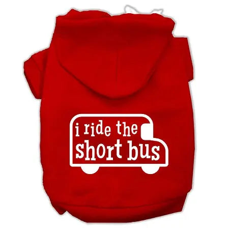 I Ride The Short Bus Screen Print Pet Hoodies Red Size S Default Title