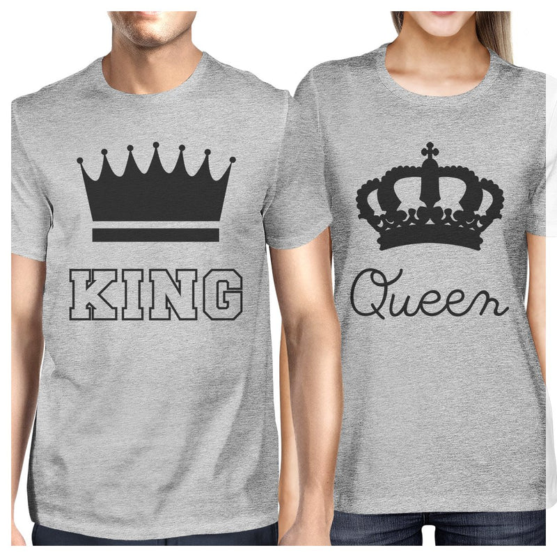 King And Queen Matching Couple Gift Shirts Grey Funny Wedding Gift