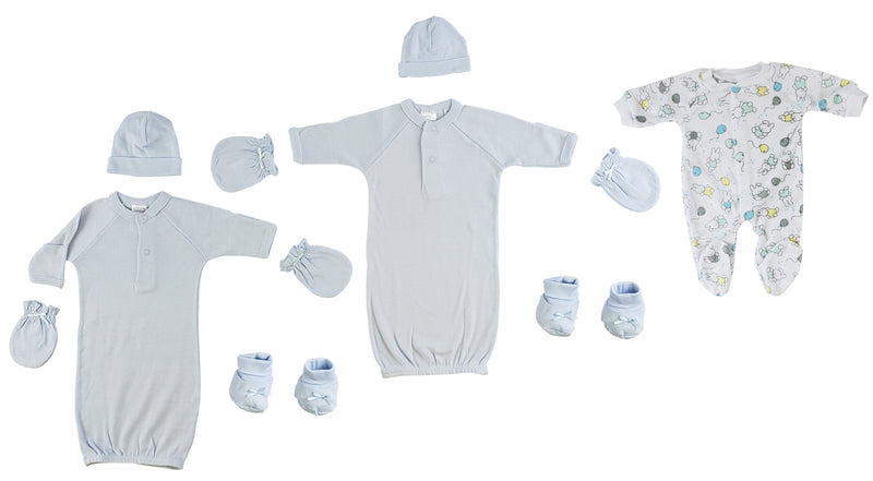 Preemie Boys Gowns, Sleep-n-play, Caps, Mittens And Booties - 8 Pc Set GreatEagleInc