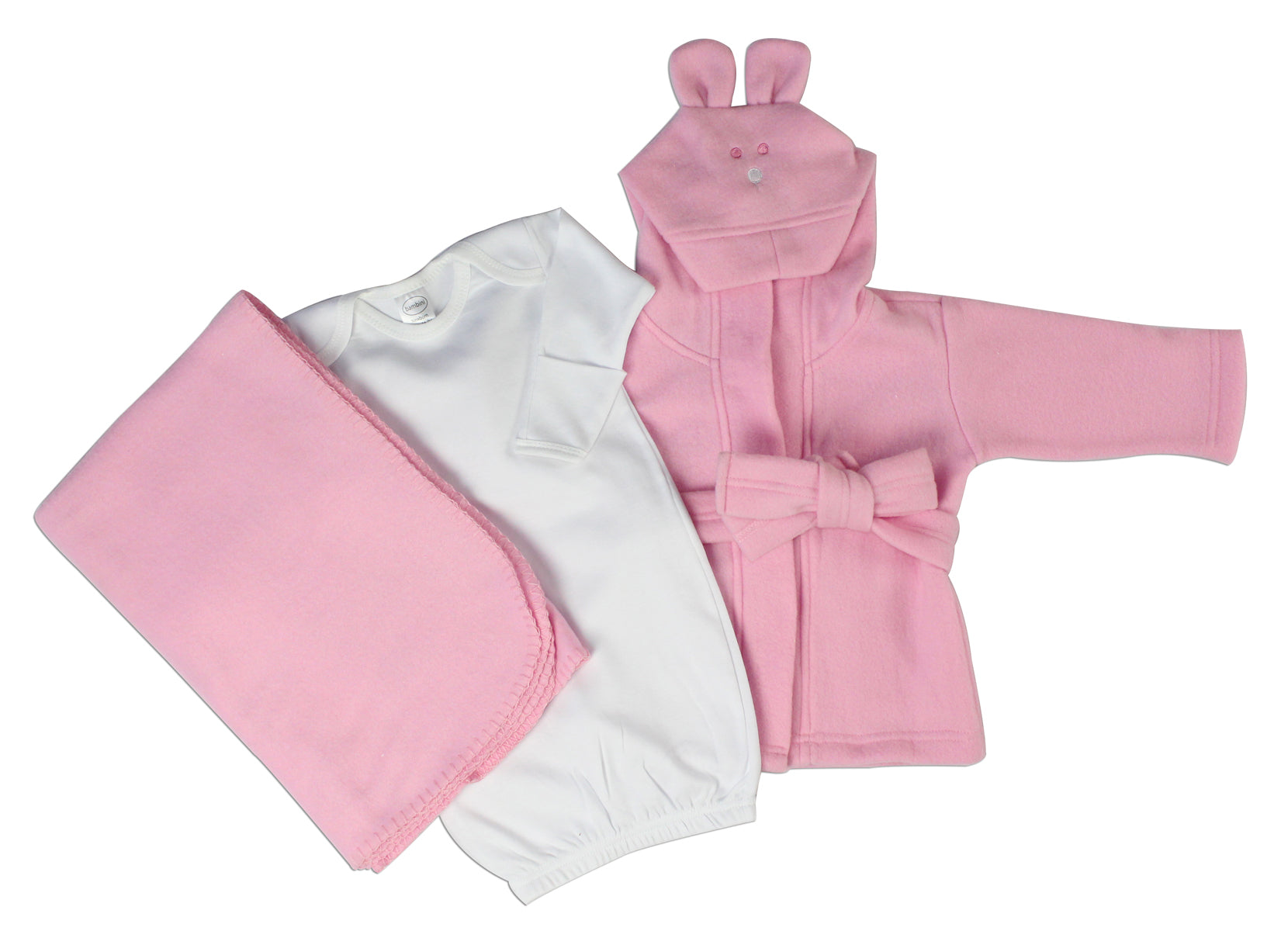 Newborn Baby Girls 3 Pc  Set (gown, Robe, Fleece Blanket) GreatEagleInc