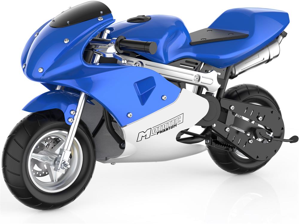 Mototec Phantom Gas Pocket Bike 49cc 2-stroke Blue MotoTec