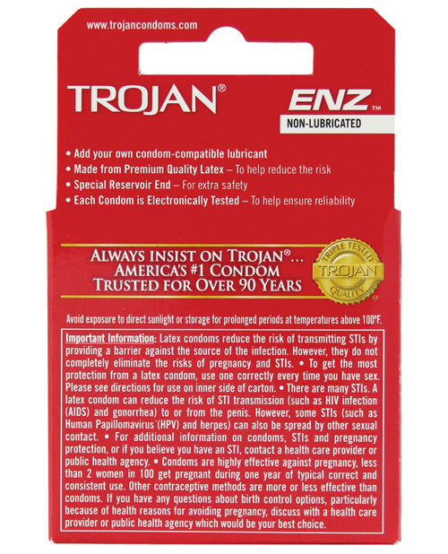 Trojan Enz Non-lubricated - Box Of 3 Paradise Marketing