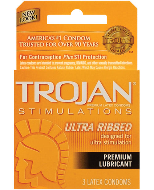 Trojan Ribbed Condoms - Box Of 3 Paradise Marketing