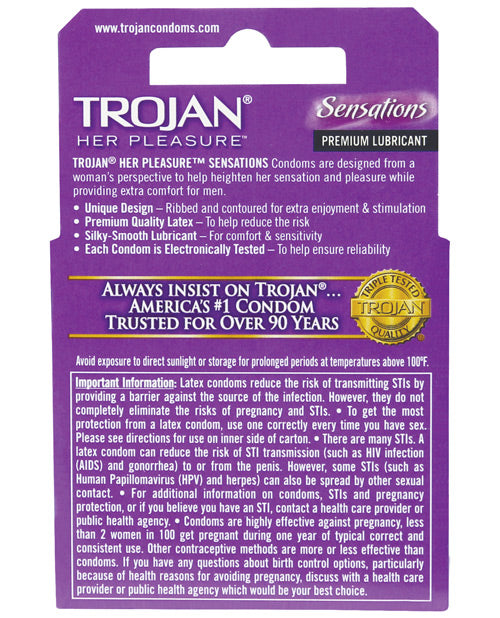 Trojan Her Pleasure Condoms - Box Of 3 Paradise Marketing