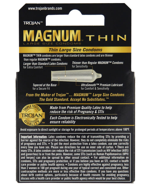Trojan Magnum Thin Condoms - Box Of 3 Paradise Marketing