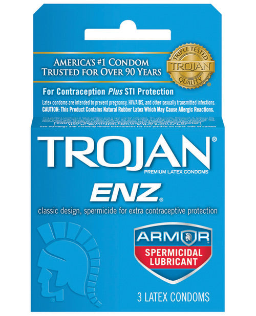 Trojan Enz Spermicidal Lubricated Condoms - Box Of 3 Paradise Marketing