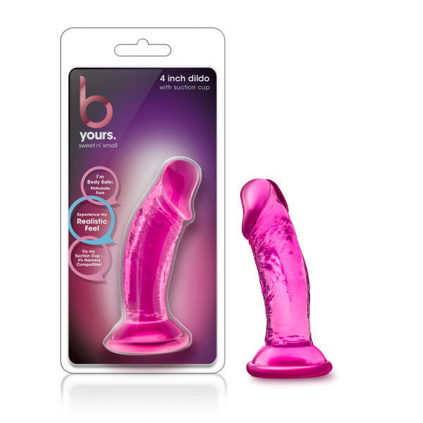 B Yours Sweet N Small 4in Dildo W- Suction Cup Pink Blush Novelties