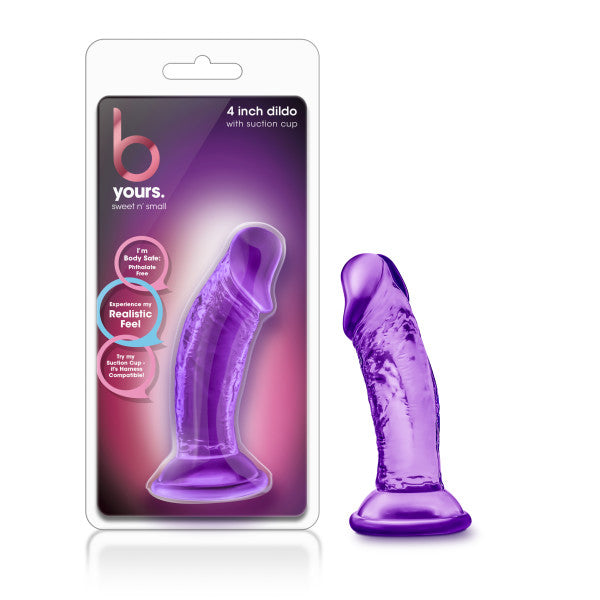 B Yours Sweet N Small 4in Dildo W- Suction Cup Purple Blush Novelties