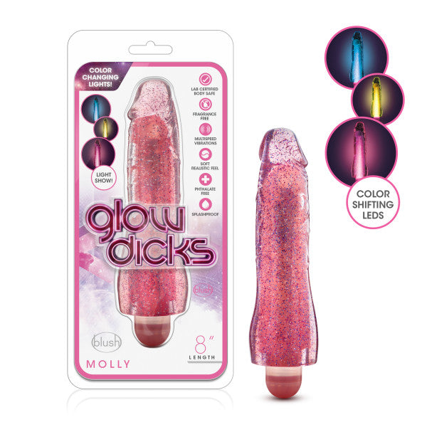 Glow Dicks Molly Glitter Vibrator Blush Novelties