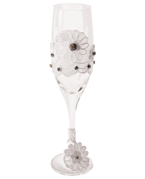 Bride To Be Champagne Glass  W-white Lace Trim Forum Novelties