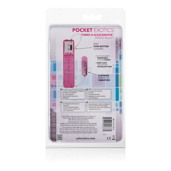 Pocket Exotic Turbo 8 Single Bullet W- Sleeve Pink California Exotic Novelties