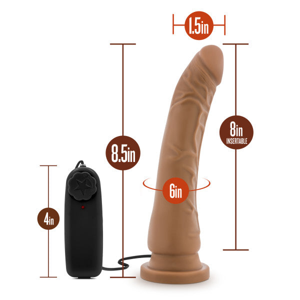 Dr. Skin 8.5 Vibrating Realistic Cock W-suction Cup Mocha