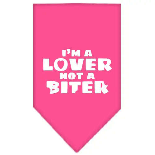 I_m-A-Lover-Not-A-Biter-Screen-Print-Bandana-Bright-Pink-Small-GreatEagleInc-319339253