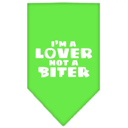 I'm A Lover Not A Biter Screen Print Bandana Lime Green Small Default Title