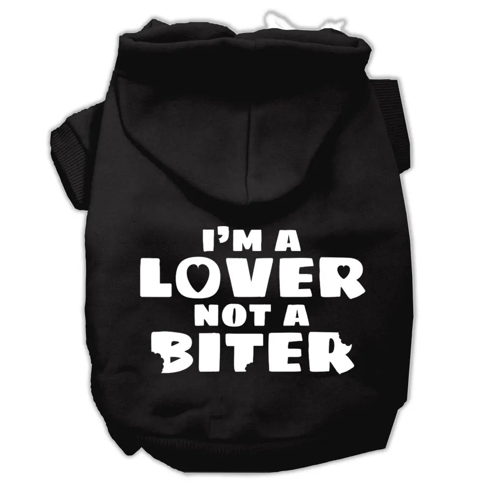I'm A Lover Not A Biter Screen Printed Dog Pet Hoodies Black Size Med Default Title