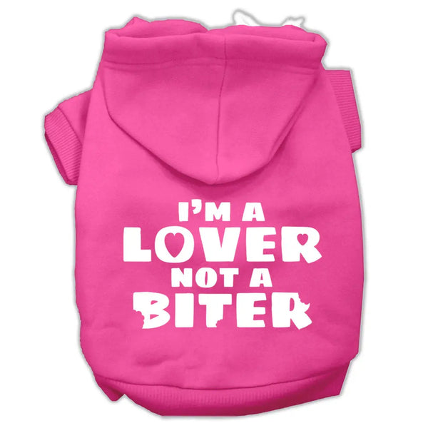 I'm A Lover Not A Biter Screen Printed Dog Pet Hoodies Bright Pink Size Lg Default Title