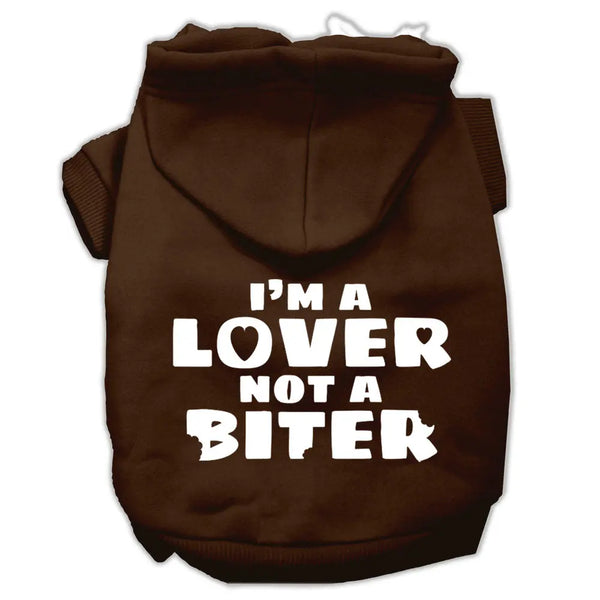 I'm A Lover Not A Biter Screen Printed Dog Pet Hoodies Brown Size Lg Default Title