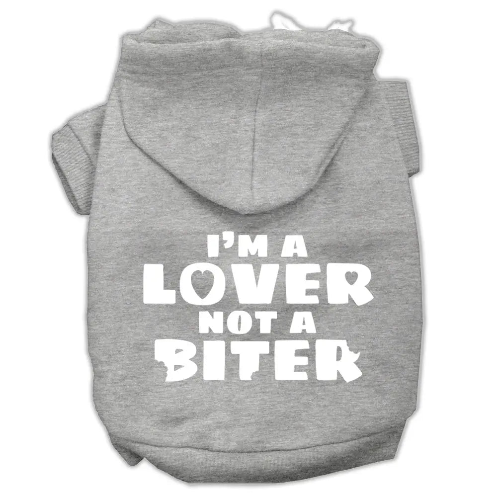 I'm A Lover Not A Biter Screen Printed Dog Pet Hoodies Grey Size Xl Default Title