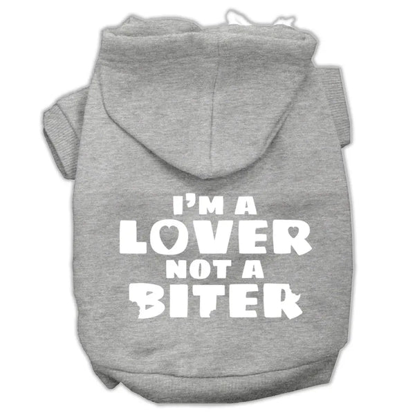 I'm A Lover Not A Biter Screen Printed Dog Pet Hoodies Grey Size Xxl Default Title