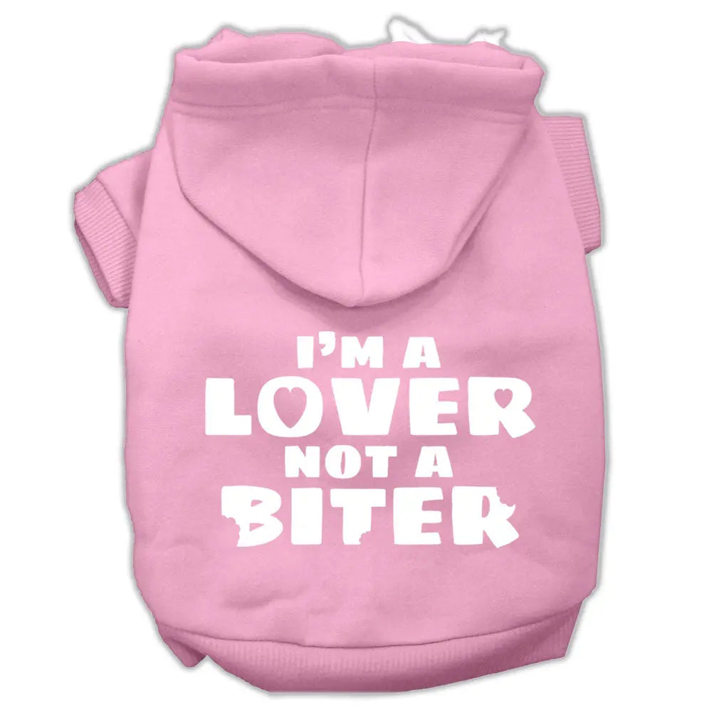 I'm A Lover Not A Biter Screen Printed Dog Pet Hoodies Light Pink Size Sm Default Title