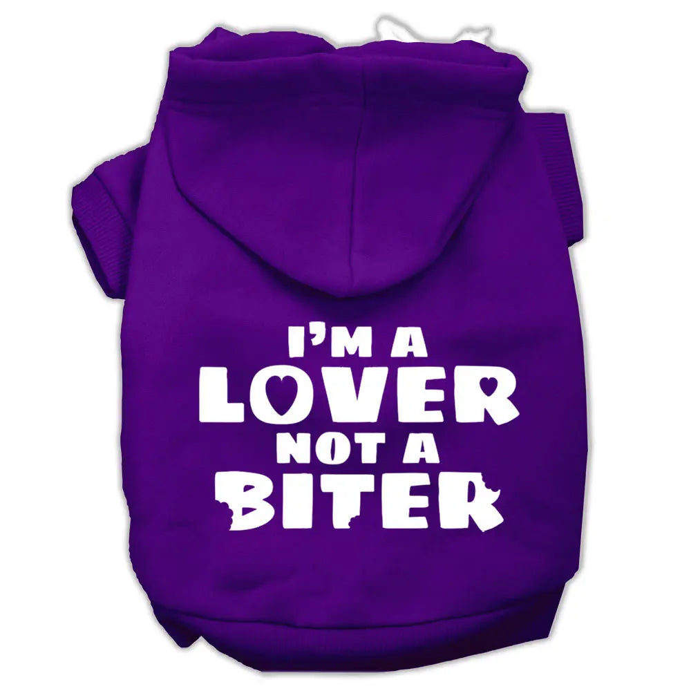 I'm A Lover Not A Biter Screen Printed Dog Pet Hoodies Purple Size Xxl Default Title