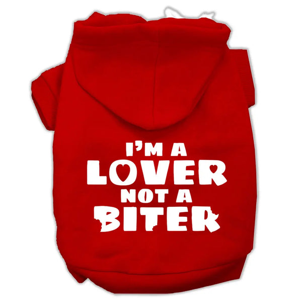 I'm A Lover Not A Biter Screen Printed Dog Pet Hoodies Red Size Med Default Title