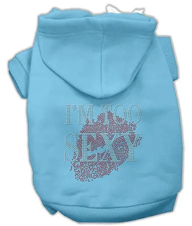 I'm Too Sexy Rhinestone Hoodies Baby Blue L Default Title