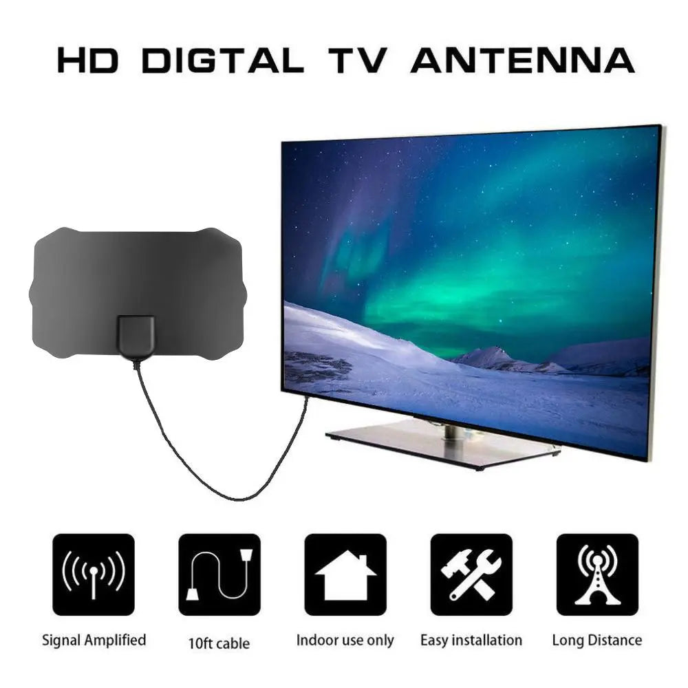 Indoor Digital TV Antenna 200 Mile Range 4K HDTV Digital 1080p TV Antenna Signal Receiver Amplifier Booster GreatEagleInc
