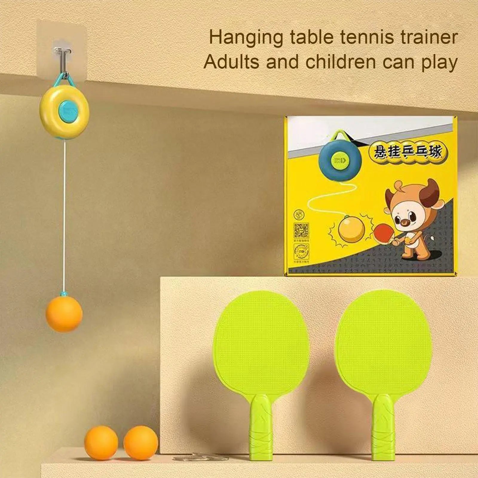 Indoor Table Tennis Self Training Set Hanging Home Adjustable Parent Child Interaction Double Sparring PingPong Trainer Toy