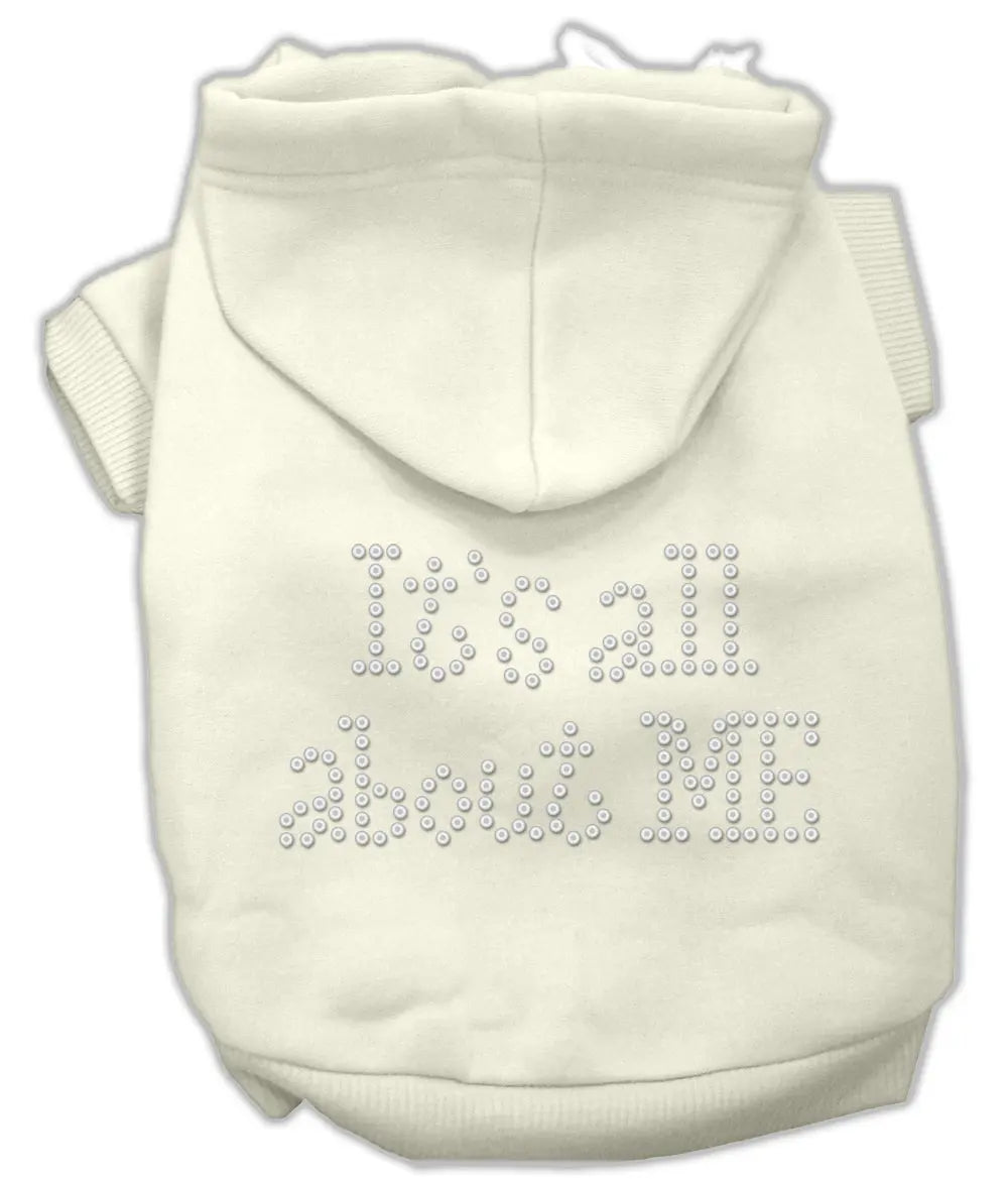 It's All About Me Rhinestone Hoodies Cream L Default Title