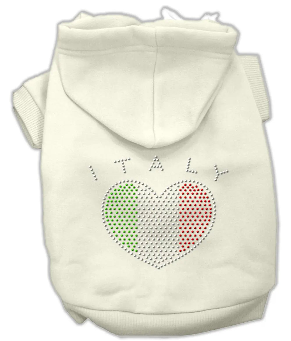 Italian Rhinestone Hoodies Cream S Default Title